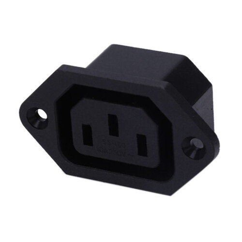3X AC 250V 10A IEC 320 C13 Panel Mount Plug Connector Socket Black 2