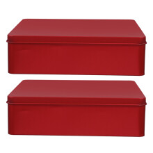 2Pièces Boîte En Étain Rouge Grande Pour Rangement