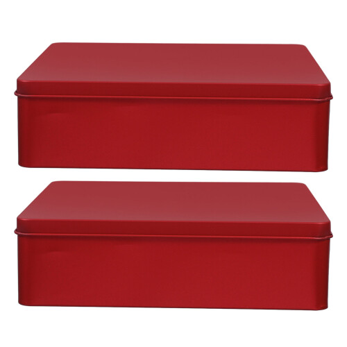 2Pièces Boîte En Étain Rouge Grande Pour Rangement