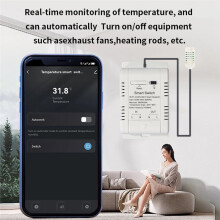 Termostato inteligente inalámbrico Tuya WiFi de 20 A con interruptor de temperatura y humedad, compatible con control por voz de Alexa.