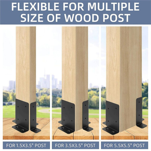 4pcs Adjustable Post Base Bracket Fit 2x4,4x4,6x6 Post, Wood Fence Post Base Support Bracket for Pergola, Mailbox Post 1