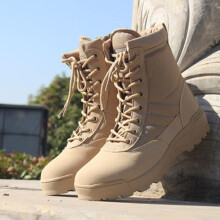 (Sand,EU45)Stivaletti Uomo Esercito Tattici Pelle Morbida Combattimento Militare Nuove Scarpe da Lavoro Deserto