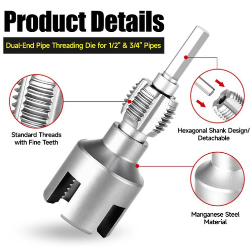 Water Pipe Thread Tapping Tool Ppr/Pvc Internal Thread External Thread Integrated Die Water Pipe Opener 2