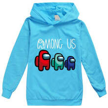 (Light Blue,130cm/6-7 years)Game Among Us Kids Hoodies Boys Girls Impostor Hooded Sweatshirt Jumpers Tops
