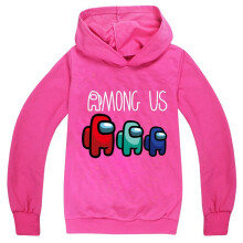 (Rose Red,170cm/13-14 years)Game Among Us Kids Hoodies Boys Girls Impostor Hooded Sweatshirt Jumpers Tops
