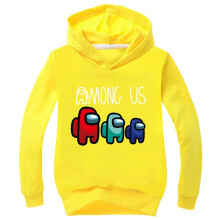 (Yellow,120cm/5-6 years)Game Among Us Kids Hoodies Boys Girls Impostor Hooded Sweatshirt Jumpers Tops