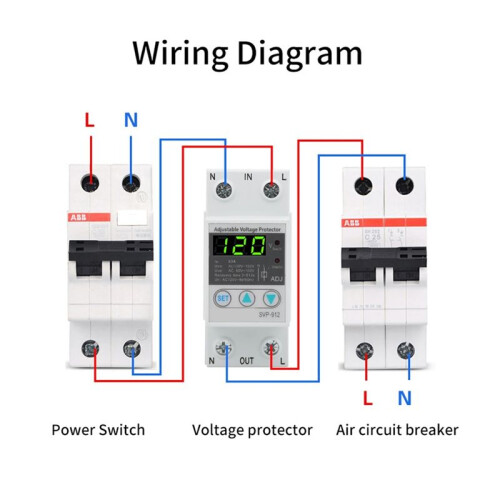 SVP912 40A 120V AC Adjustable Self Recovery Under Voltage Current Protector Voltage Automatic Reset Protection 2