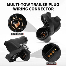 Trailer Brake Harness Towing 7-Pin Round/4-Pin Flat Plug Connector FU5Z-14489-A for F150 F250 F350 2015-2023