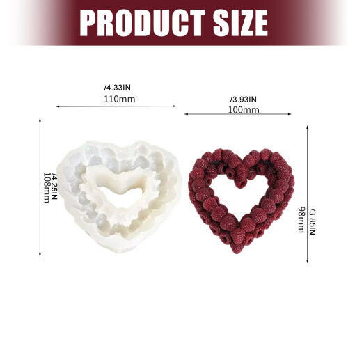 Easy Silicone Raspberry Heart Rings Baking Molds For Realistic 2