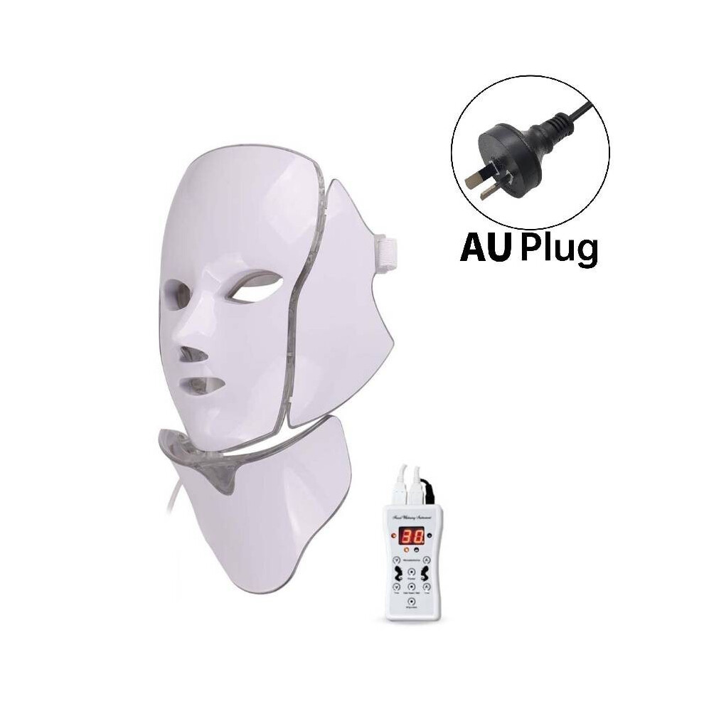 (AU) 7 Led Photon Face Mask Neck Beauty Instrument Therapy Wrinkles Anti Tool Aging