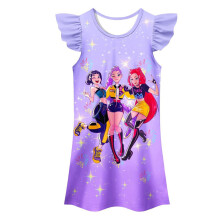 (Purple,120cm)Abito bambina Kpop modello cacciatori di demoni gonna da dormire manica corta abbigliamento casa