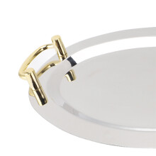 Stainless Steel Mirror Platter Gold Handle