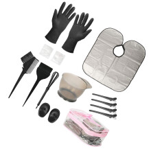4Sets Hair Dye Brush and Bowl Set with Gloves for Hairdressing Use