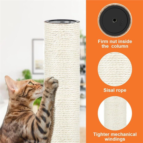 2 Peças M8 Poste de Arranhador para Gatos, Poste de Substituição para Árvore de Gato de Sisal de 15,7 X 3,1 Polegadas com Parafusos 2