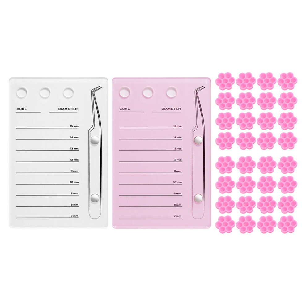Inoomp 4Sets Acrylic Eyelash Grafting Pallet With Scale Board For Salon Use