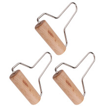 12Pcs Beige Wood Rolling Pins Stainless Steel for Home Pottery Use