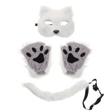 4Ensembles Masques Blancs Chat Pelucheux Et Griffes Cosplay