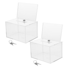 2Pcs Multi-Purpose Clear Acrylic Donation and Feedback Boxes with Slot