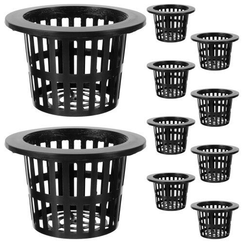 30Pcs Plastic Aquatic Plant Baskets Black Hydroponic Net Pots
