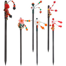 30Pcs Assorted Wooden Hair Bun Sticks Floral Design for Women Use