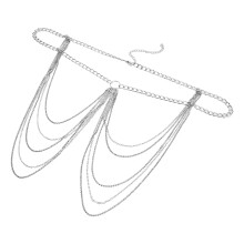 Silver Metal Waist Chain for Women Rhinestone Body Jewelry Decor