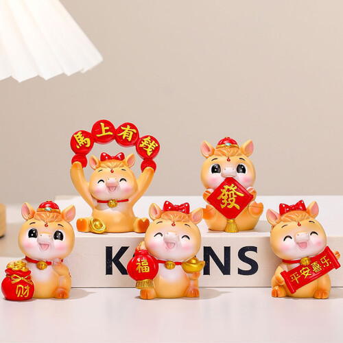 Chinesische Neujahrs-Pferdefiguren,-Voller Segen 2