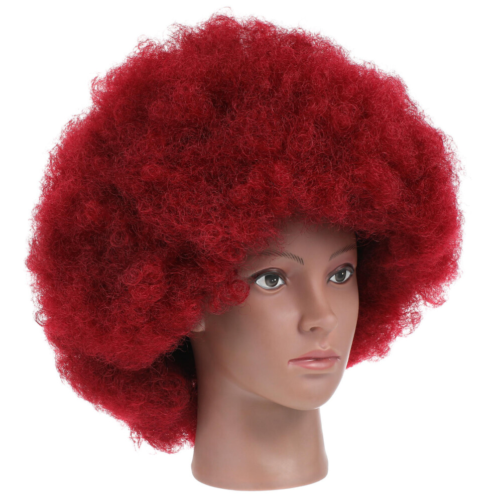Happyyami Unisex Black 5Pcs Short Afro Curly Synthetic Wigs For Women Party Cosplay Use