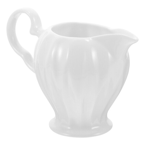 5Pcs White Ceramic Creamer Pitchers with Handle for Coffee and Syrup