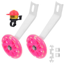 1Ensemble Roues Stabilisateur Vélo Enfant Rose Avec Lumière Et Outils