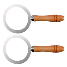 10Pcs Stainless Steel Brulee Ring with Wooden Handle for Milk Tea Cups