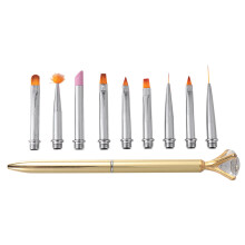 2Sets Nail Painting Brush and Nail Pen Set Golden Smooth Handle Design