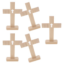 25Pcs Handcrafted Wooden Crosses Beige Jesus Tabletop Altar Decor
