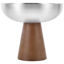 4Pcs Sturdy Stainless Steel Dessert Cups with Wooden Foot Coffee Color
