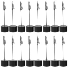 120Pcs Desk Memo Note Clip Holder Wooden Round Base Black Metal Design