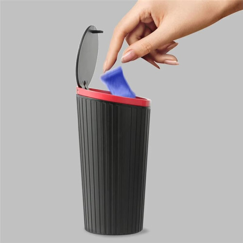 Press Type Car Trash Can with Lid, Waterproof Interior Bin for Car Cup Holder, Multi-Functional Vehicle Garbage Storage 2
