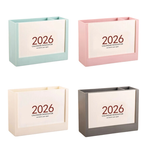 2026 Tischkalender-Organizer mit Stifthalter und-Blau 1