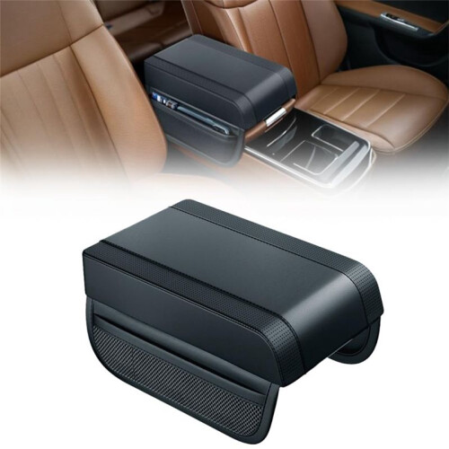 Cuscino di Rialzo Universale per Bracciolo Auto, Nuovo Cuscino per Bracciolo Auto In Cotone Memory, Cuscino per Console Centrale Auto, Nero 1