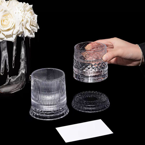 Rotating Crystal Whiskeys Drinking Cup Glass Gift for-1 2