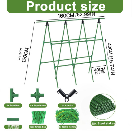 48 Inch A Frame Versatile Garden Trellis Heavy Duty with Net 2