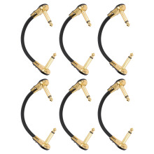 Cavi patch per pedali effetti chitarra da 15cm, confezione da 6, mono, dorati, angolo destro, connettore da 1/4 di pollice