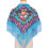 Flower Pattern Square Scarf With Tassels Trim-Sky Blue 1