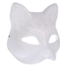 5Stk Weiße DIY Papiermasken Katzenmotiv Party Maske Zum Bemalen