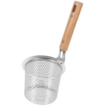 4Stk Pasta- Mit Holzgriff Feinmaschig Silber Für Zuhause