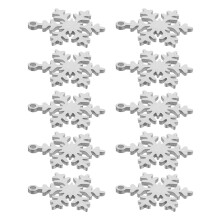 30Pièces Médaille Pour Animaux Acier Inoxydable Flocon Argenté Noël