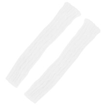 1Pair Handmade Knitted Warm Gloves Winter Forearm Sleeves White Cover