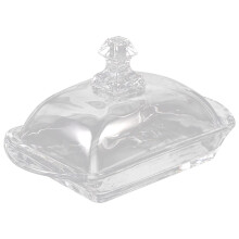 2Sets Kitchen Butter Dish Glass Covered Container Clear Butter Holder
