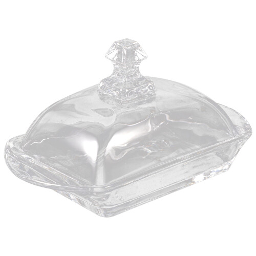 2Sets Kitchen Butter Dish Glass Covered Container Clear Butter Holder