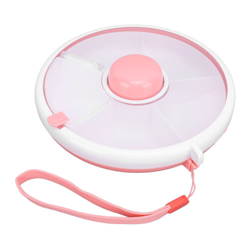 Large Capacity 360 Rotating Snack Container, Coral Pink, ABS 1