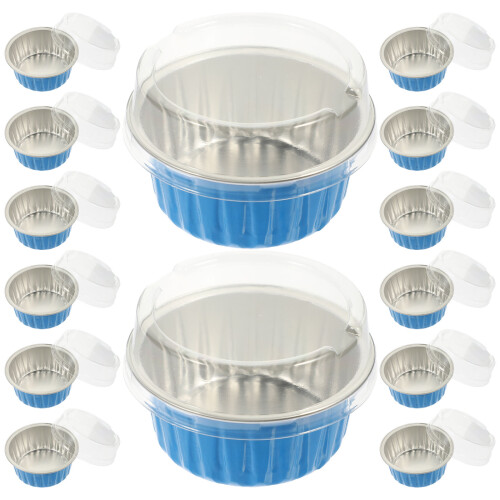 200Pcs Blue Aluminum Foil Cupcake Baking Cups Disposable Muffin Liners