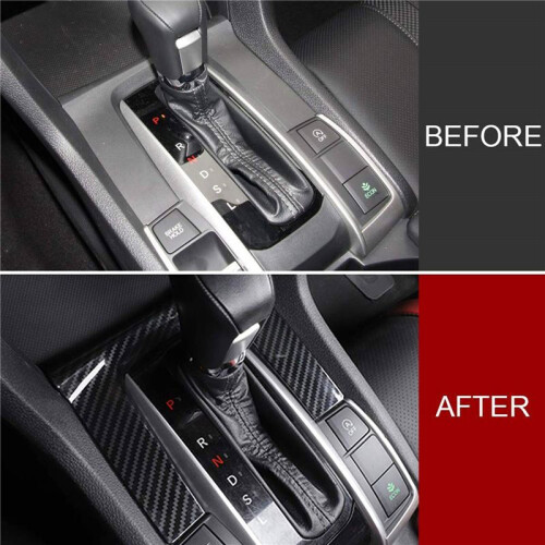 2X ABS Carbon Fiber Center Console Shift Gear Panel Frame for   10Th 2016-2019 Gen Automatic Transmission 2